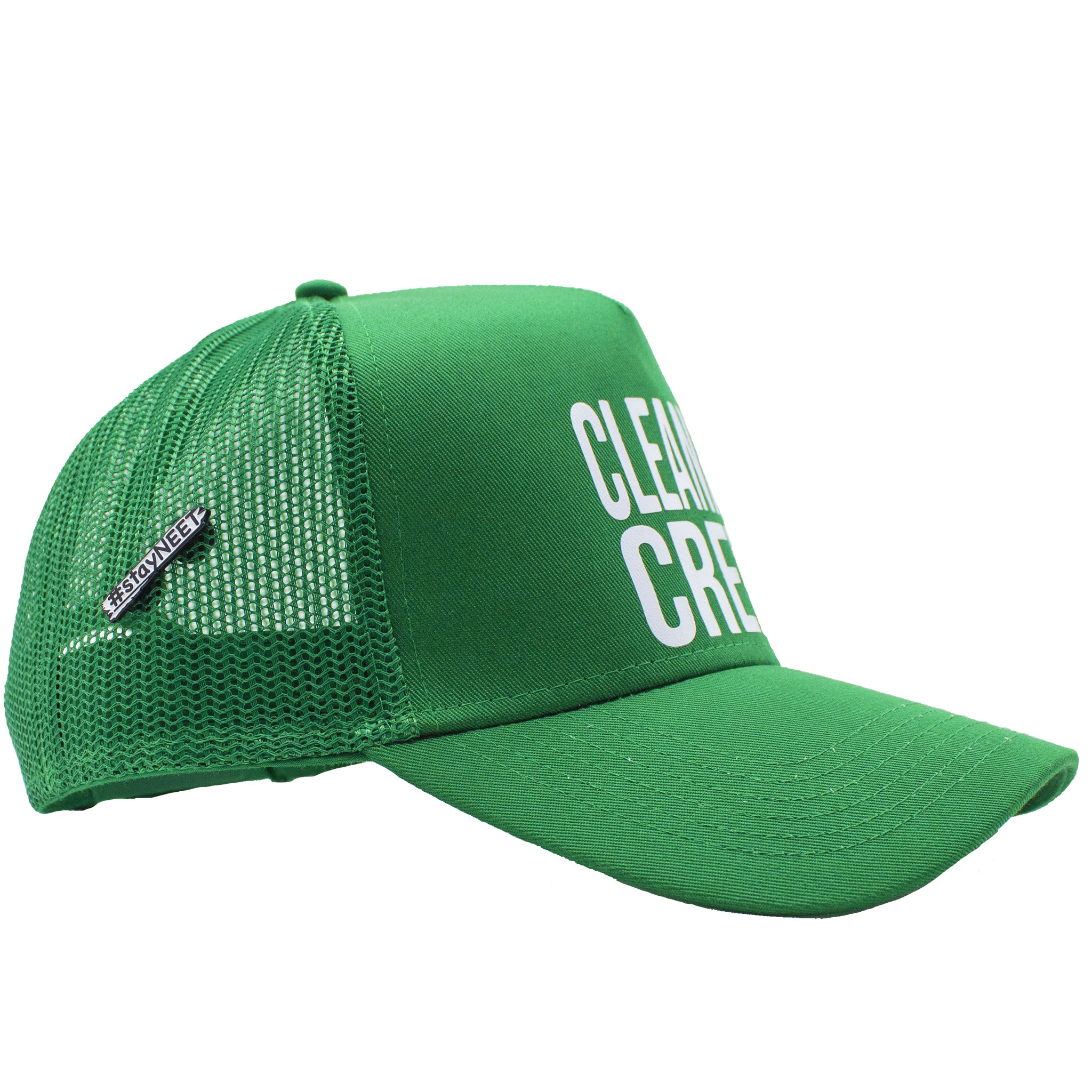 Kelly Green Men's Trucker Hat with enamel pin