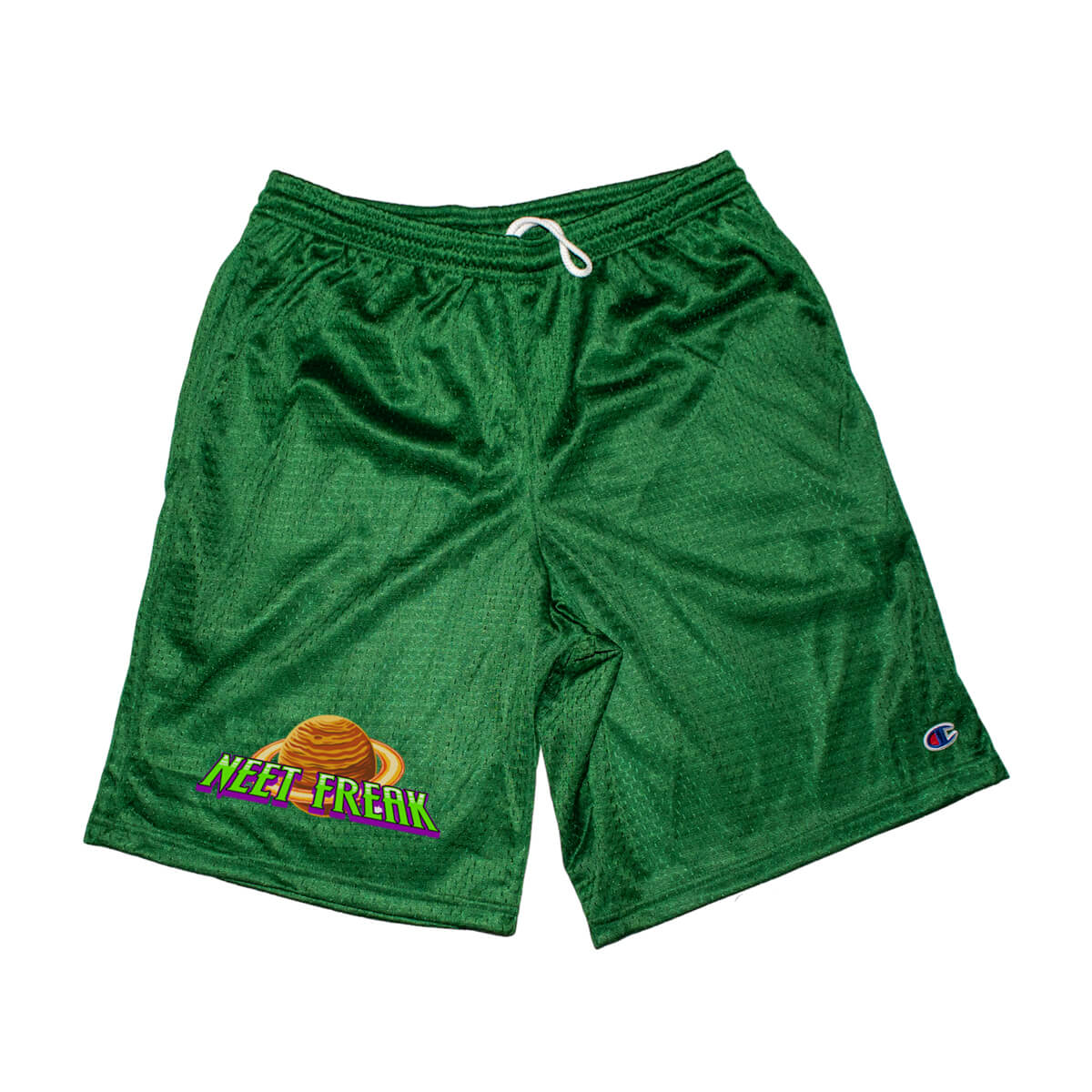 Neet Planet Mens Mesh Shorts Dark Green