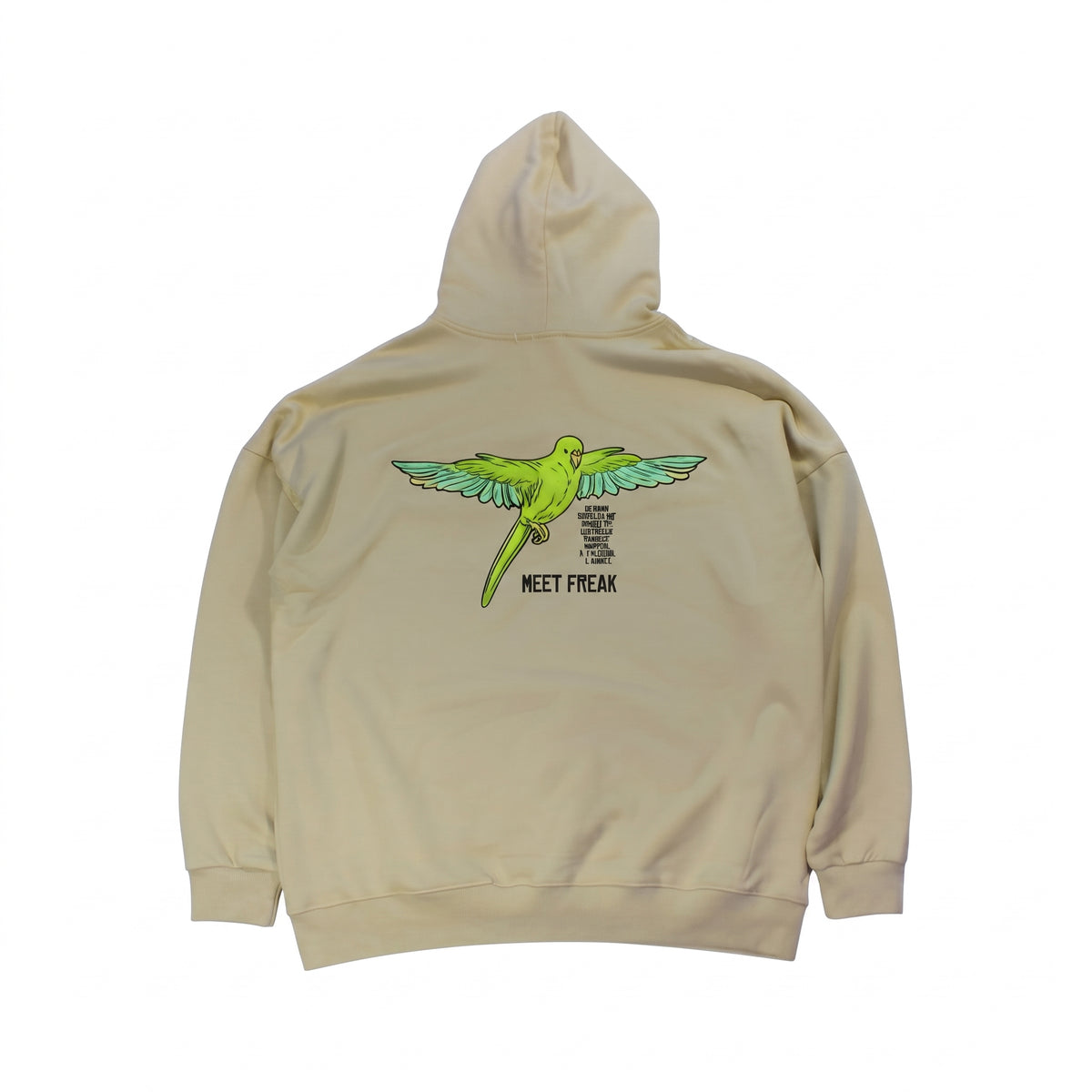Tan Mens Hoodie with front pocket and drawstring 
