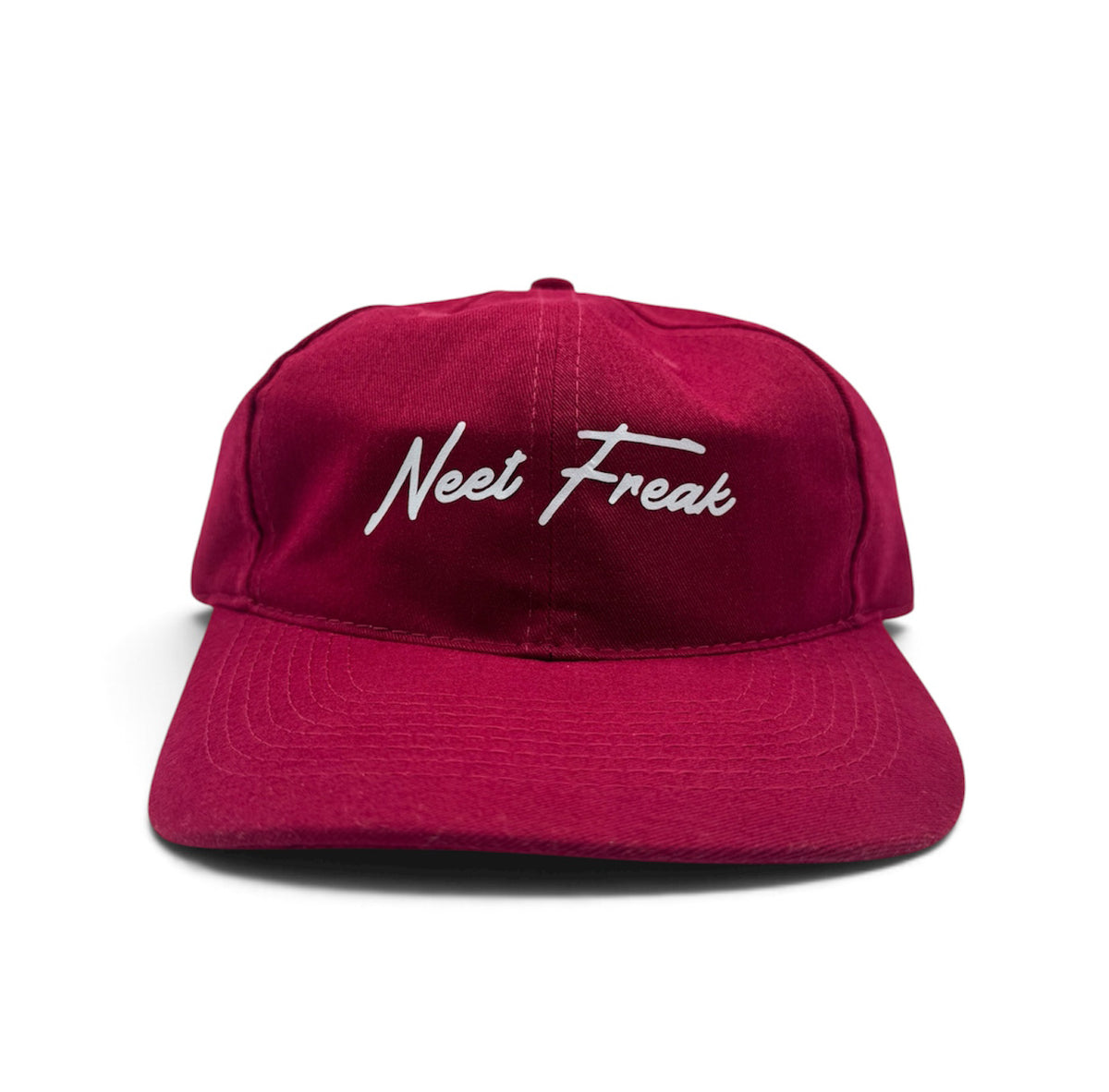 Burgundy Men's Hat with white Neet Freak logo on the front