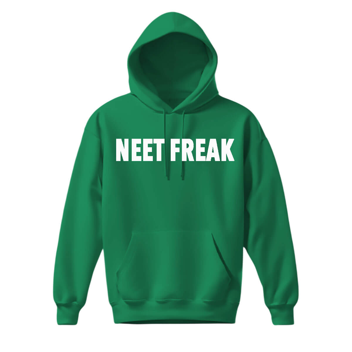 Kelly Green Men's Hoodie with Neet Freak across the chest in white