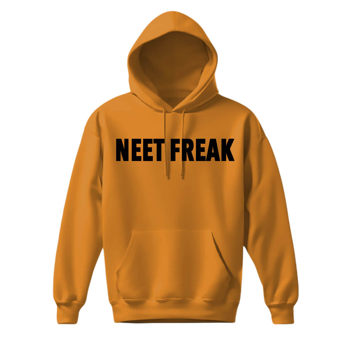 Yellow Men's Hoodie with Neet Freak across the chest in black