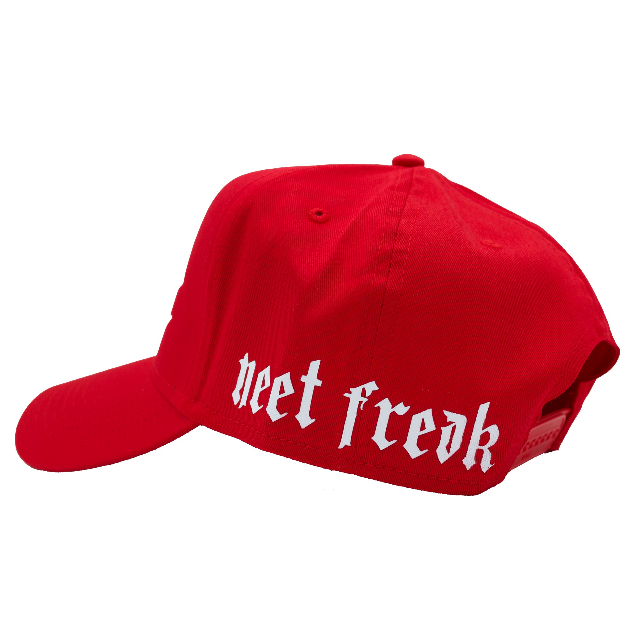 Red trucker hat with 'LOVE' on the front in white